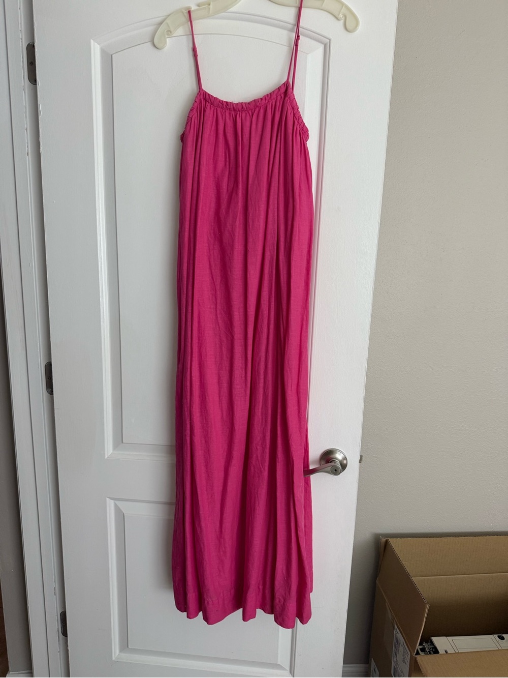 H&M Hot Pink Ruched Spaghetti Strap Dress